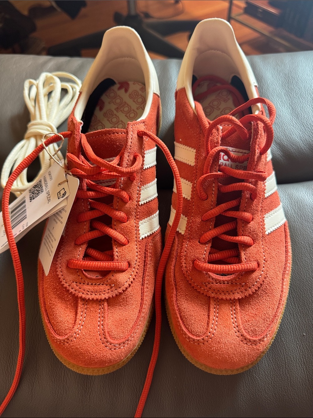 adidas Handball Spezial Suede Sneakers in Burnt Orange with White Stripes NWT